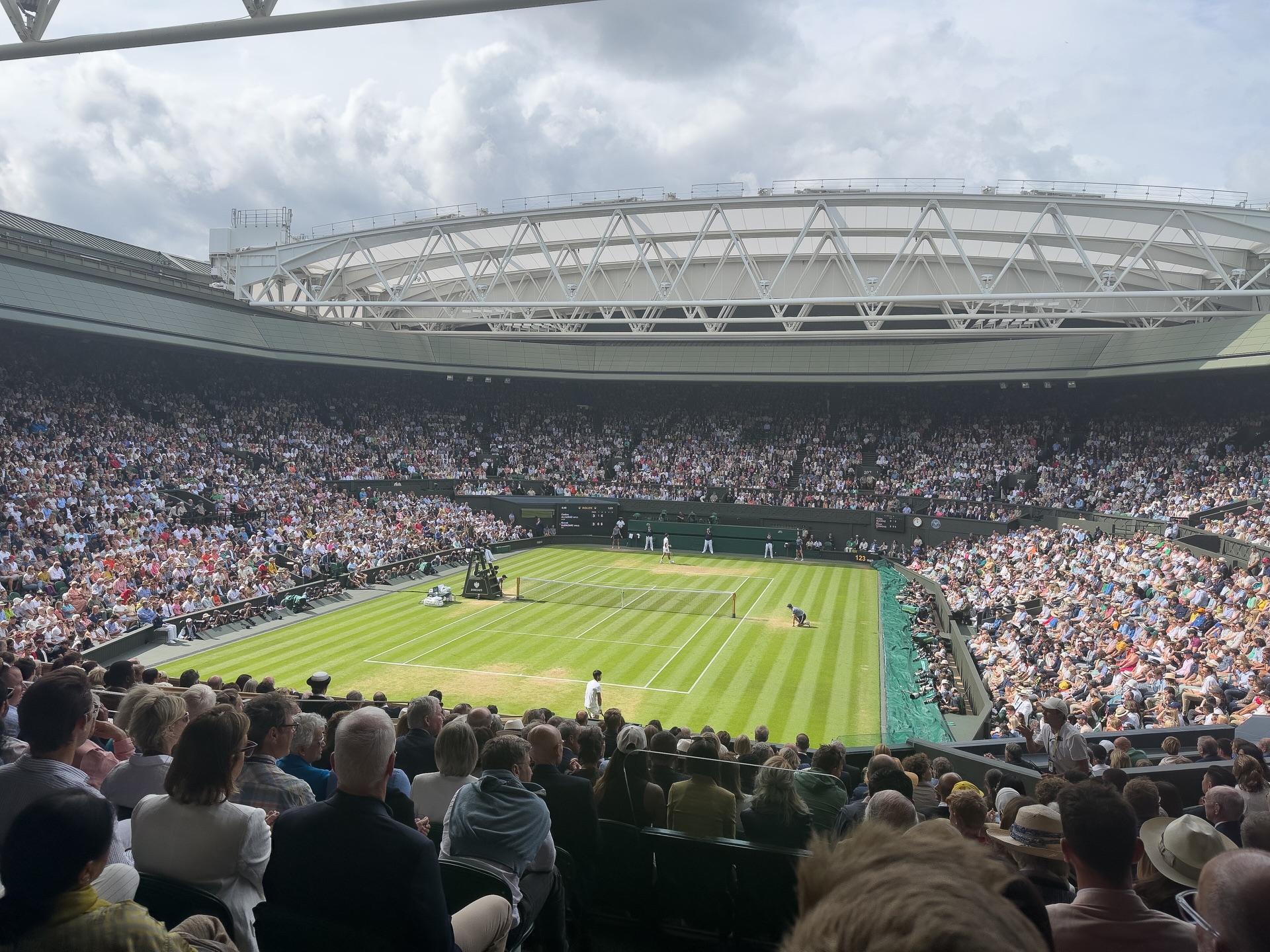Centre Court and spectators during the 2023 Wimbledon men’s singles final.